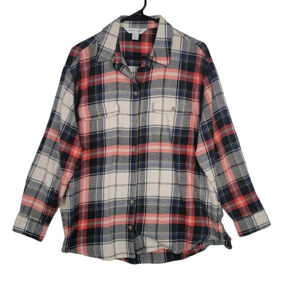 Old Navy Tops - Old Navy Boyfriend Tartan Plaid Flannel Button Down Long Sleeve Shirt NWT